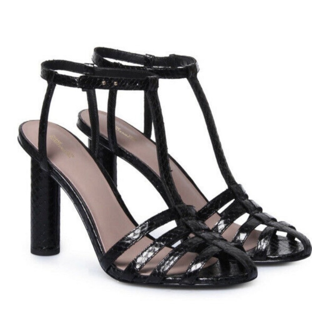 Diane Von Furtenberg Black Eva Caged Leather Sandals Size 10